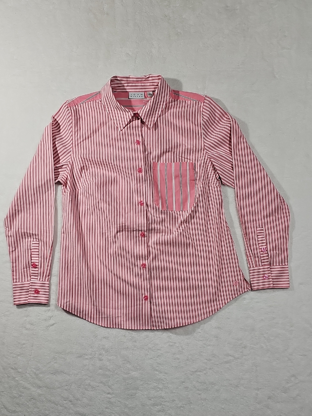 Joan Rivers Pink & White Striped Button-Up Shirt